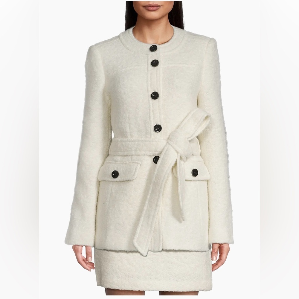 Toccin Elaine Collarless Belted Jacket Size 8
